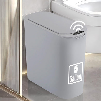 TIPGO 5 Gallon Motion Senor Bathroom Trash Can with Lid, Automatic Garbage Can Touchless, Smart Plastic Waste Basket for Narrow Spaces, Bathroom, Office, Bedroom, Living Room (Black)