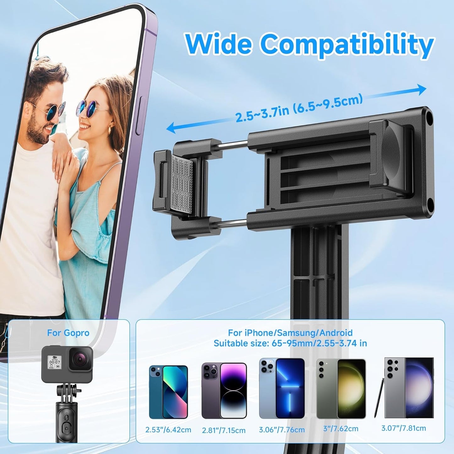 Selfieshow Selfie Stick, Extendable Selfie Stick Tripod with Wireless Remote and Tripod Stand, Portable, Lightweight, Compatible with Iphone 15 14 13 12 Pro Xs Max X 8Plus, Samsung Smartphone and More