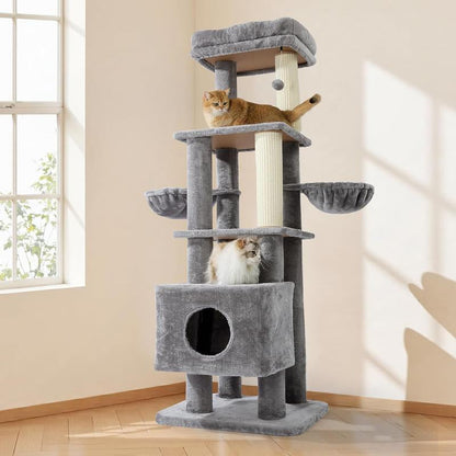 Gardner Pet 65In Heavy Duty Cat Tree Tower for Large Cats, Multi-Level Cat Furniture with Replaceable Sisal Scratching Post, Hammock | Extra-Large Platform & Condo