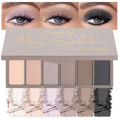 Kaely 6 Colors Mini Rose Pink Eye Shadow Palette Makeup, Mauve Plum Matte Shimmer Eyeshadow Palette for Older Women Highly Pigmented Waterproof, Paleta De Sombras De Ojos, Vegan & Cruelty-Free, 04