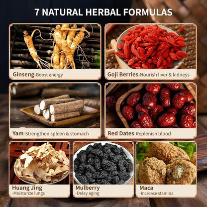 60 Bag Kidney Tea Formula Ginseng Five Treasure Tea Organic Kidney Cleanse Detox Tea Ginseng Red Date Mulberry Herbal Formula Hinese Chinese Health Tea for Men Women