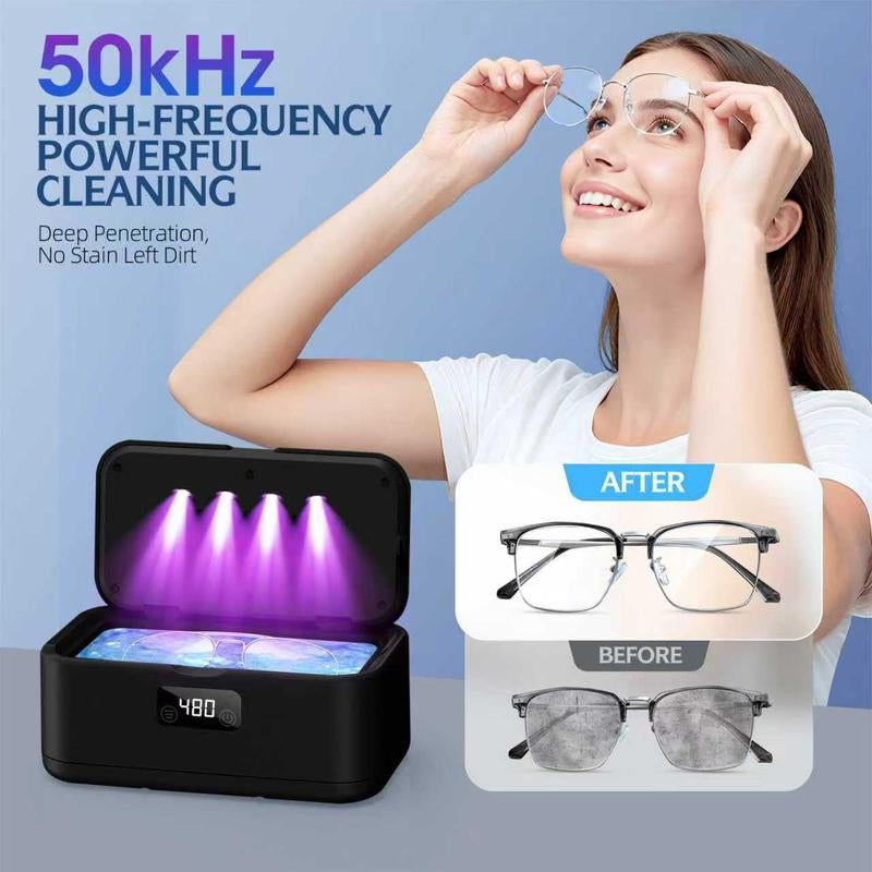 Ultrasonic Jewelry Cleaner 50Khz 24Oz 304 Stainless Steel Tank Digital Timer 5 Modes for Jewelry Eyeglasses Rings Watch Strap Dentures Gift Efficient Deep Cleaning