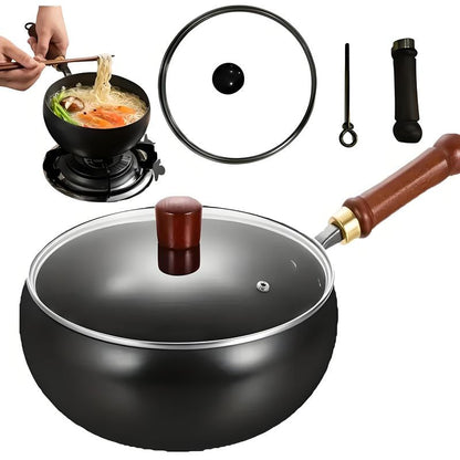 Thick Uncoated Iron Pot, Japanese Iron Pan, Uncoated Cast Iron Pot, Hand-Forged Non-Stick Pan without Coating, High-Purity Frying Pan, Cast Iron Skillet—Universal Kitchen Cookware Suitable for Gas and Induction Stoves.