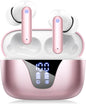 Wireless Earbuds Bluetooth Headphones, 50H Playtime Ear Buds with Mic, LED Digital Display Charging Case, IPX7 Waterproof, Deep Bass Stereo, In-Ear Earphone for Iphone Andriod Phone - Steel