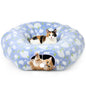 Cat Tunnels for Indoor Cats, 35'' Plush Cat Tunnel Bed Christmas Tree Skirt with Playful Ball and Circle Cushion, Foldable Peekaboo Cave, Interactive Toy
