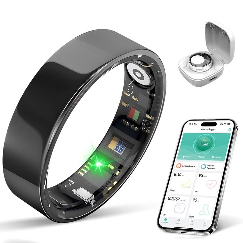 Smart Health Ring Fitness Tracker for Women Men Heart Rate Sleep Monitoring Step Counting IP68 Waterproof Activity Ring Compatible with Ios Android No Subscription