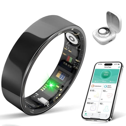 Smart Health Ring Fitness Tracker for Women Men Heart Rate Sleep Monitoring Step Counting IP68 Waterproof Activity Ring Compatible with Ios Android No Subscription