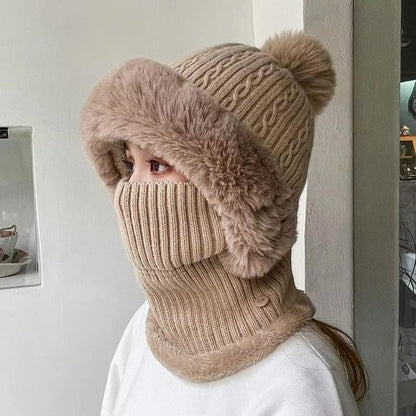 Women'S Winter Knitted Balaclava, Warm Full Face Coverage Beanie with Ear Flaps and Neck Gaiter, Stylish Ski Mask for Cold Weather Outdoor Activities