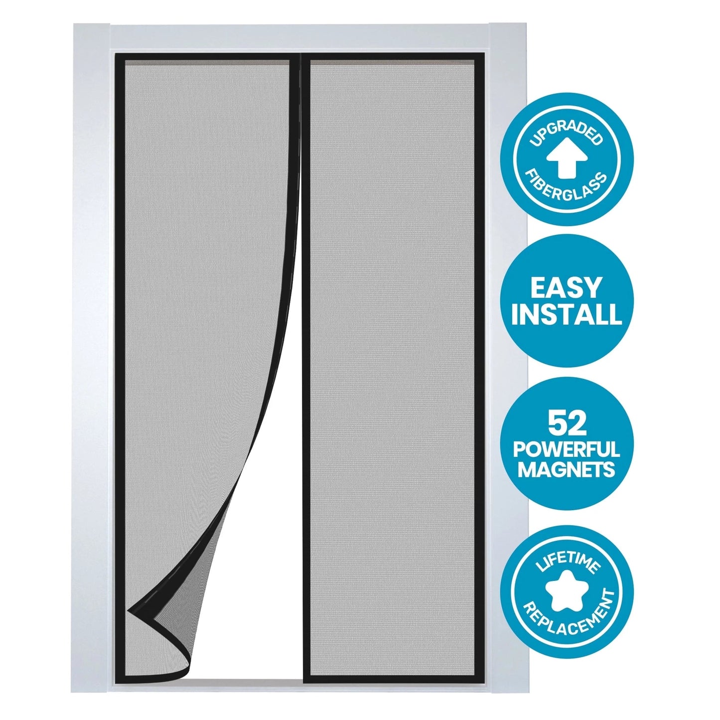 Flux Phenom Magnetic Screen Door Hands-Free Mesh Easy Install 2 Pack 38 X 82