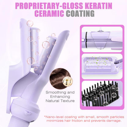 Curling Iron Wand -5 in 1 Curling Wand Set with 3 Barrel Hair Crimper for Women, Fast Heating Crimper Wand Curler in All Hair Type, Women Gifts