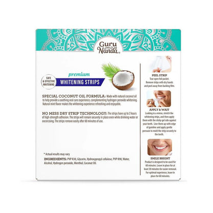 Gurunanda Whitening Strips, 7-Day Treatment (7 Packets - 2 Strips per Pack) - Non-Slip, Dry Strip Technology