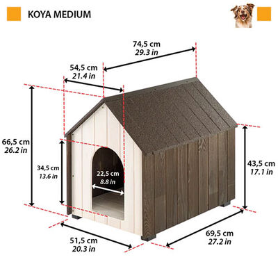 Ferplast Koya Wooden Dog House Weatherproof Medium 54x74x66 cm