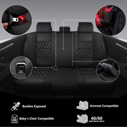 Leather Car Seat Covers,Universal Fit for Most Cars,Suvs and Sedans,Waterproof Luxury Leatherette Cushions, 5 Seats Protectors