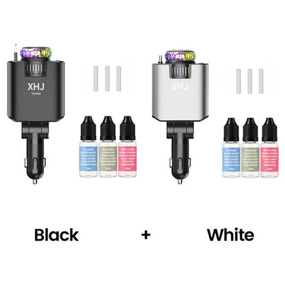 XHJ Starlight Car Air Freshener & Diffuser with Retractable Charger,Dual USB Ports Aromatherapy Freshener,Ambient Lighting,Complete Gift Set for Men,12-24V Compatibility