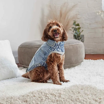 GF Pet 90s Denim Dog Jacket Retro Sherpa Lined Coat