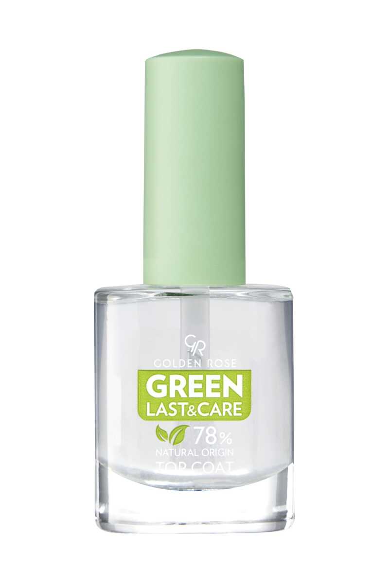 Golden Rose Green Last & Care Top Coat - Plant-Based Nail Polish Shine Finish