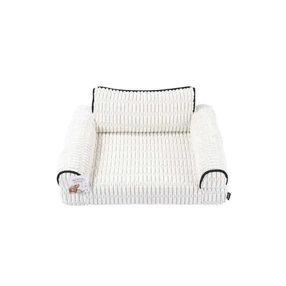 M-Pets Warm Hug Velvet Sofa Bed for Cats and Dogs White Medium
