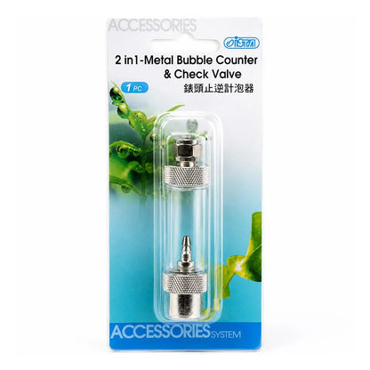 Ista Metal CO2 Bubble Counter with Check Valve for Planted Aquariums