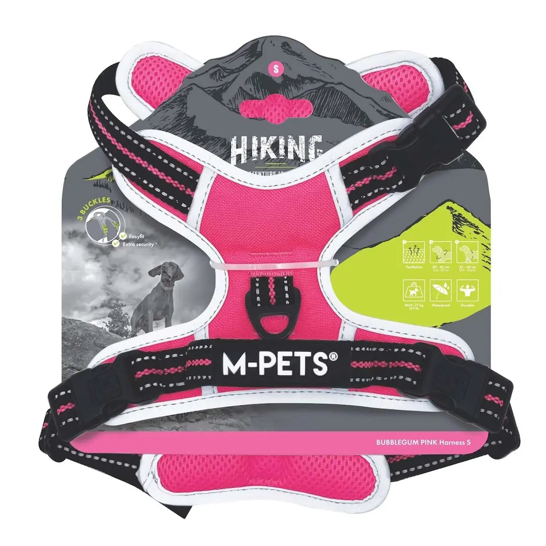 M-Pets Hiking Reflective Soft Dog Harness Pink Small