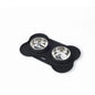 M-Pets Duet Silicone Mat Pet Bowl Set Black 2x400ml
