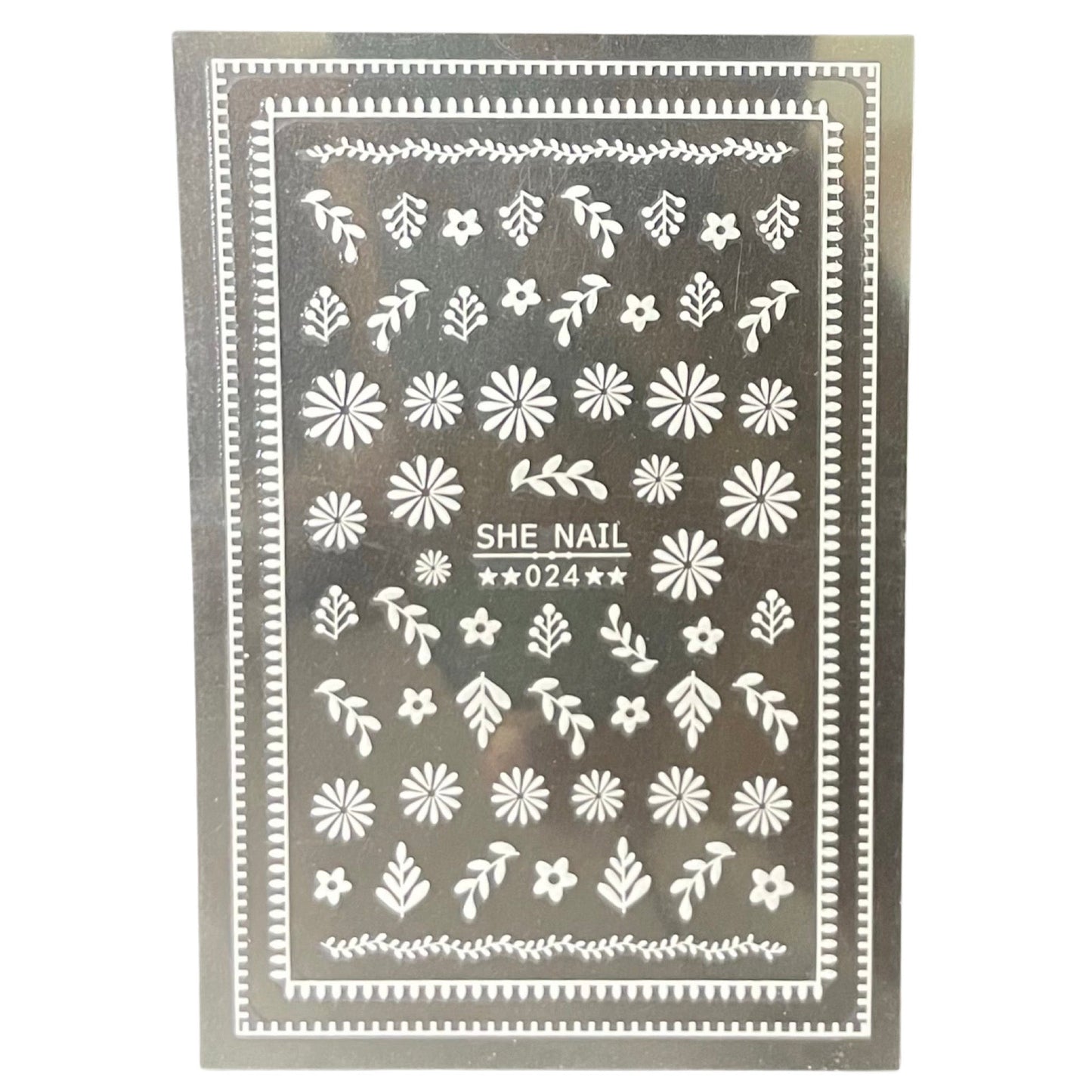 Nail Sticker - 024 White Leaves
