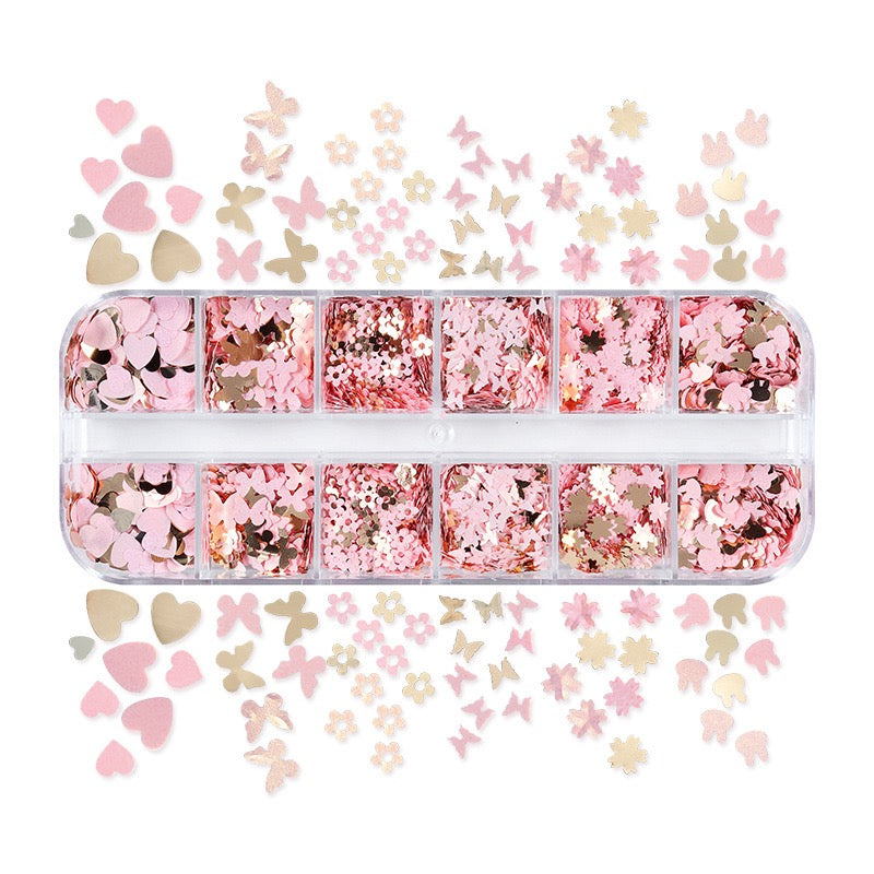 12 Grids Sequin Mix Gold & Rose Gold