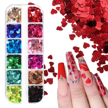 Heart Sequin-  Mix Color #12  Styles Box