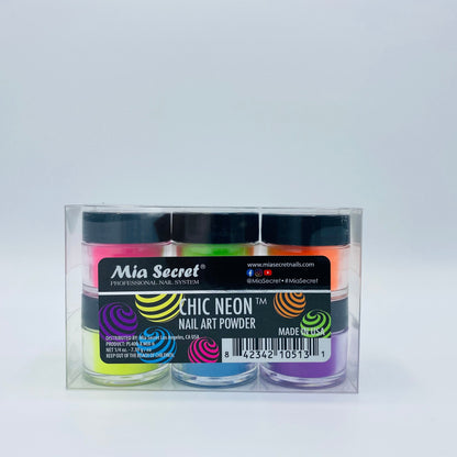 Chic Neon Nail Art Powder Collection 6pcs