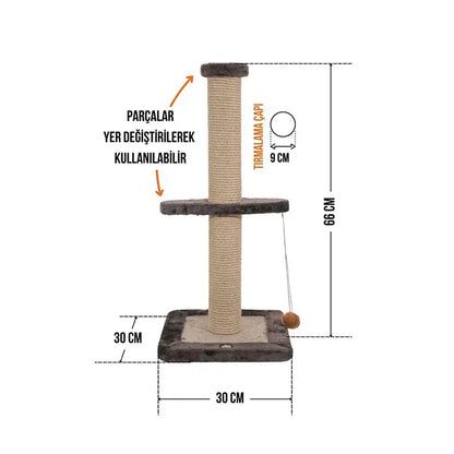 Lotus Pet Design Single Grey Cat Scratching Post 66cm