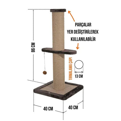 Lotus Pet Design Brown Single Cat Scratching Post 86cm