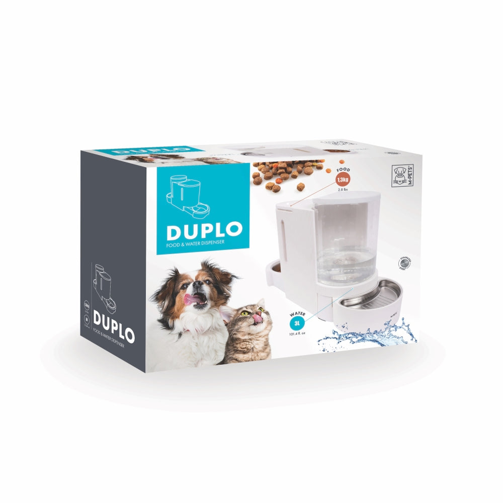 M-Pets Duplo 2-in-1 Automatic Food and Water Dispenser 3L
