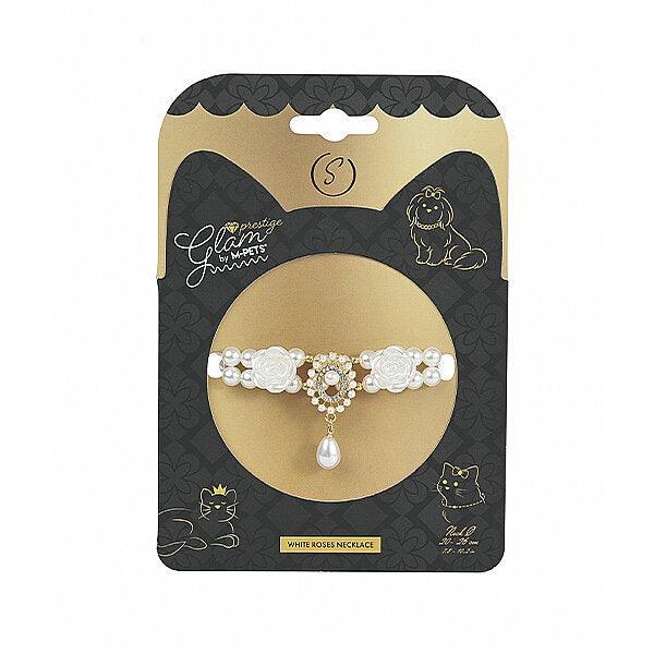 M-Pets Glam Prestige White Rose Pet Collar Accessory (S)
