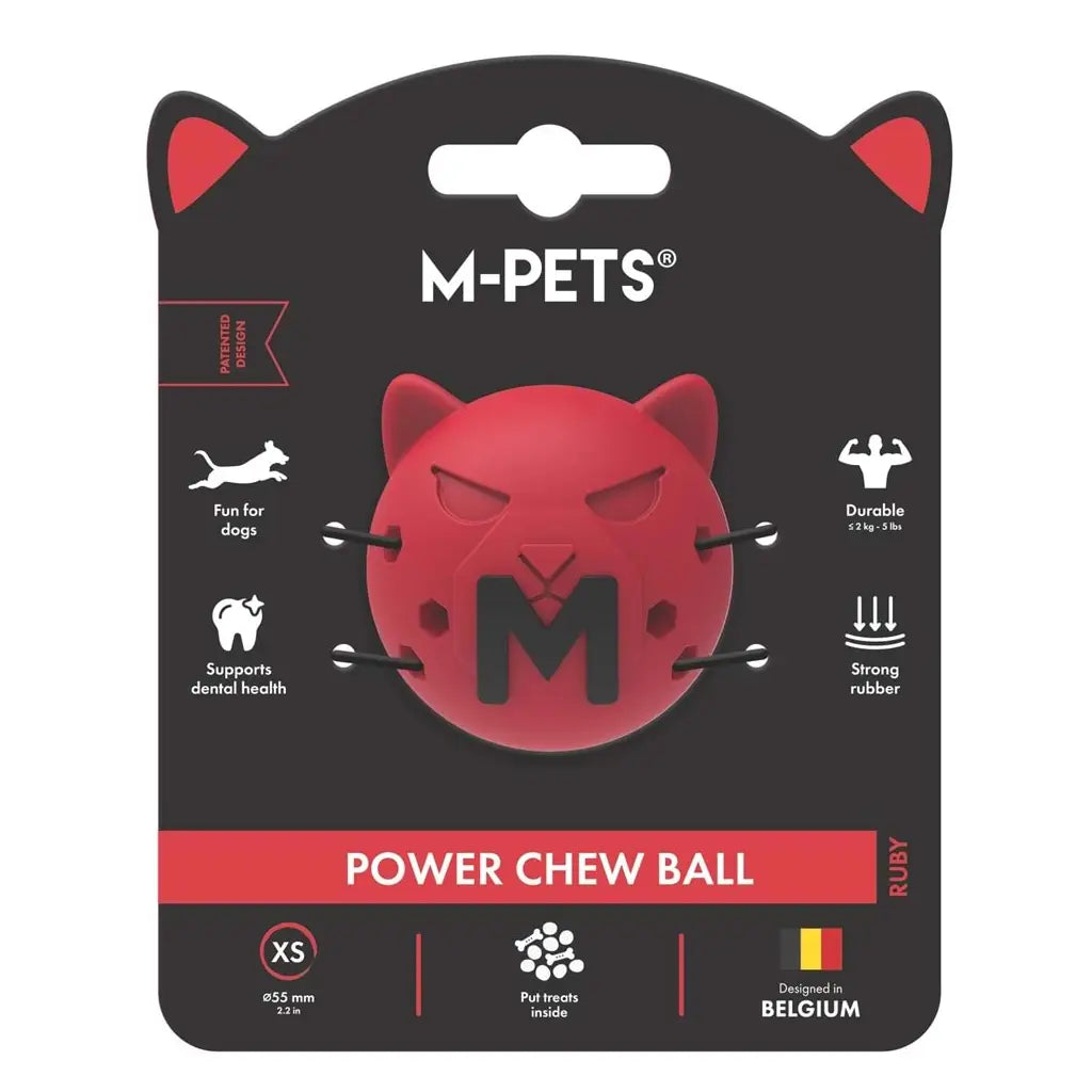 M-Pets Power Chew Ball Durable Rubber Dog Toy Ruby XS 5.5cm
