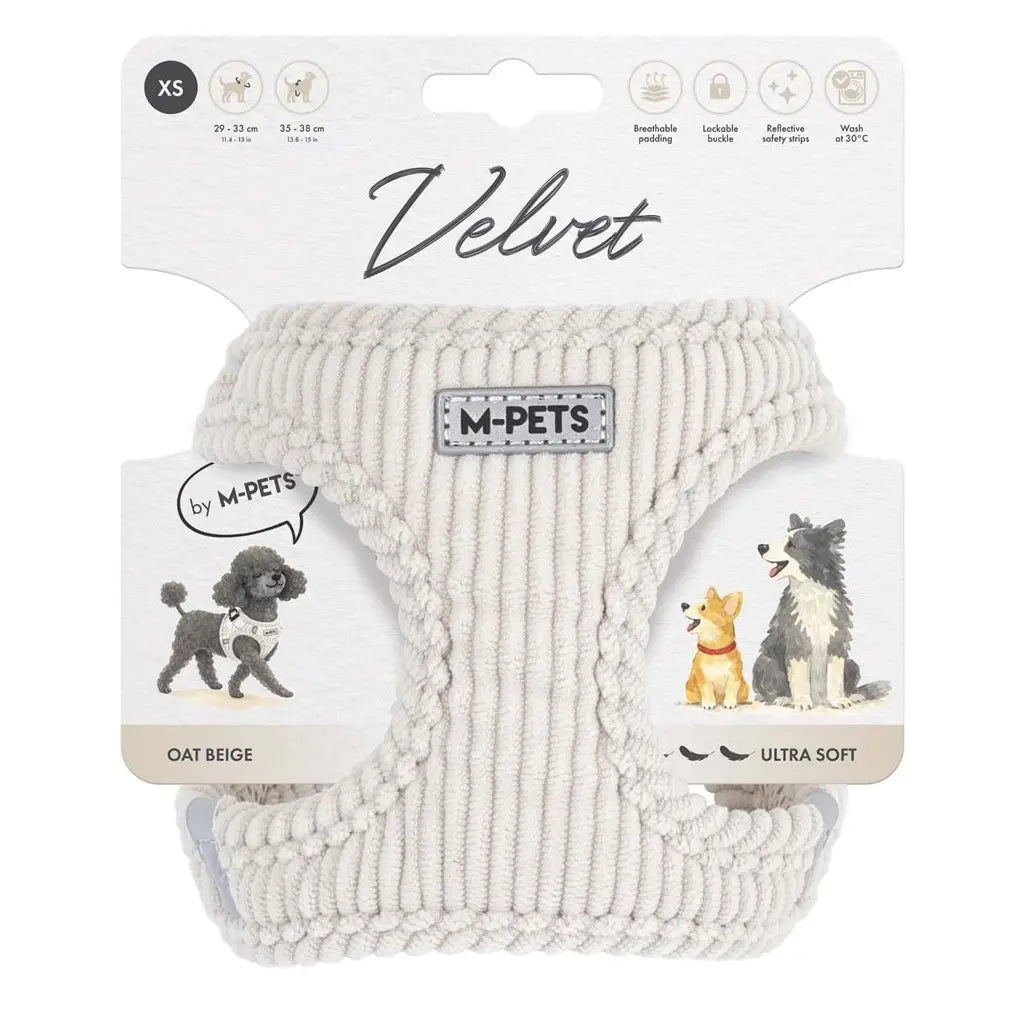 M-Pets Velvet Dog Harness Soft Ribbed Polyester Beige XS