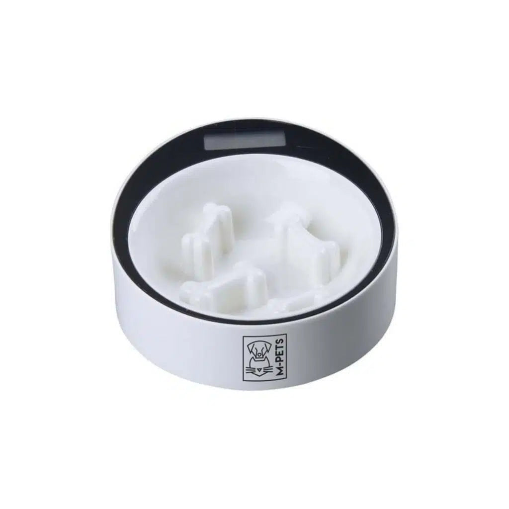 M-Pets Yumi Digital Scale Slow Feeder Pet Bowl White 0.3L