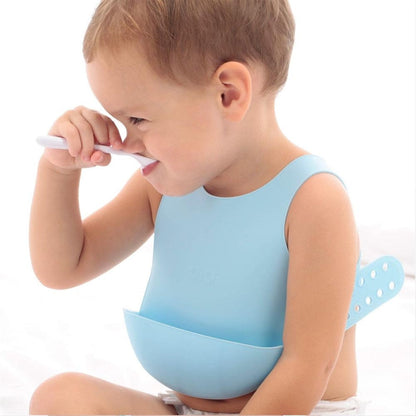 Oioi Silicone Baby Bib with Back Straps Blue 6 Months+
