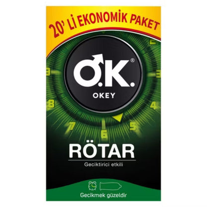 Okey Rotar Max Condoms for Long Lasting Performance 20 Count