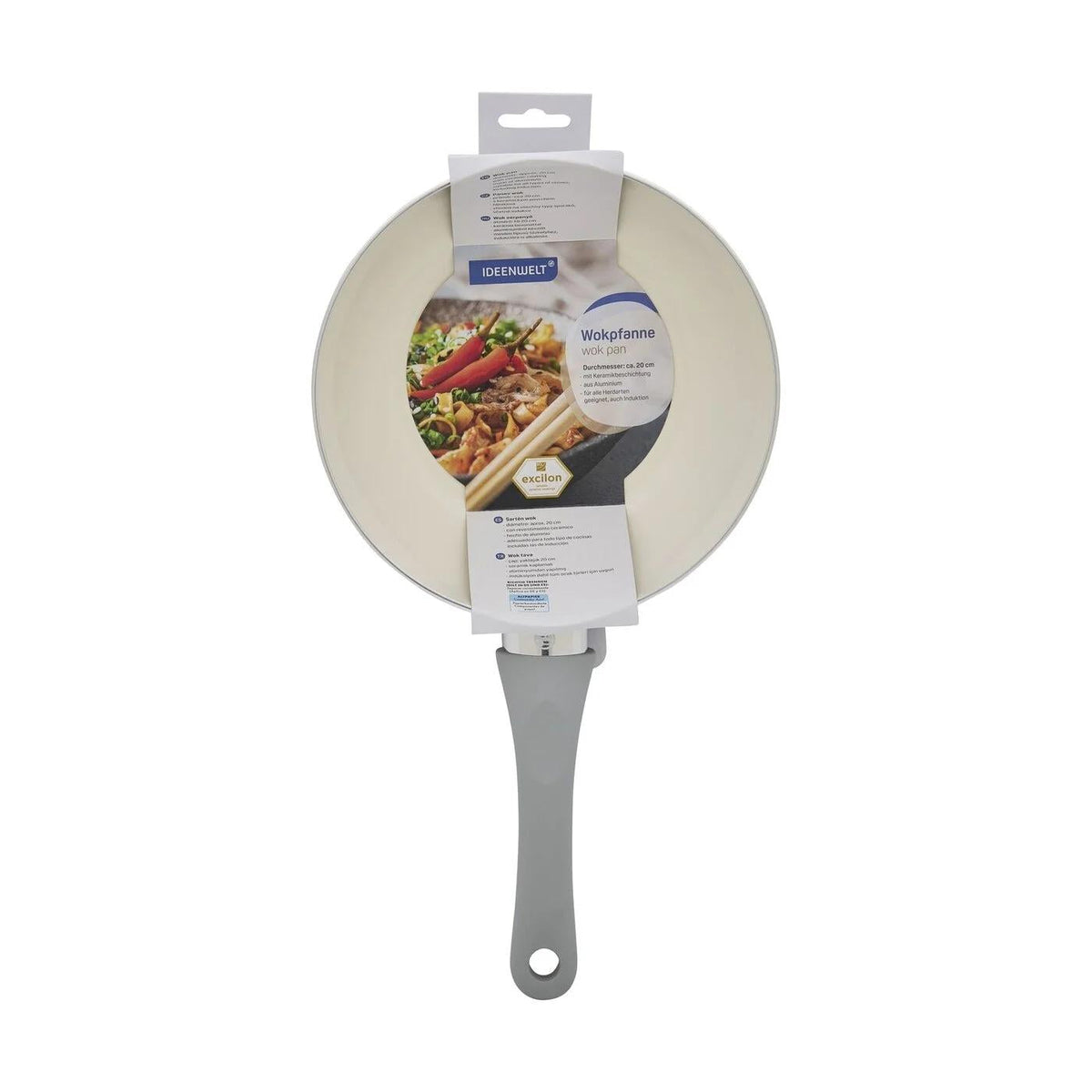 Ideenwelt Ceramic Coated Wok Pan Beige 20 cm