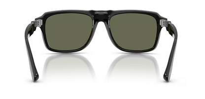 Persol 0PO8002S Black Rectangular Polarized Sunglasses 55mm