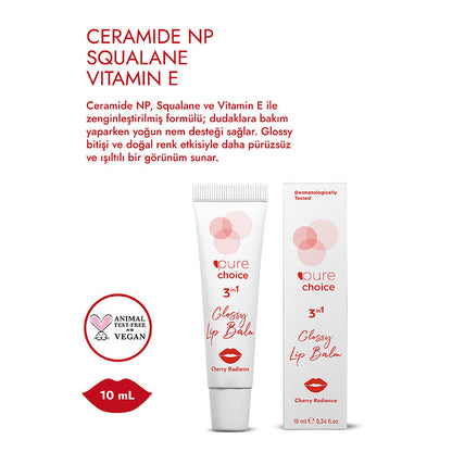 Pure Choice Cherry Radiance 3in1 Glossy Lip Balm 10 ml