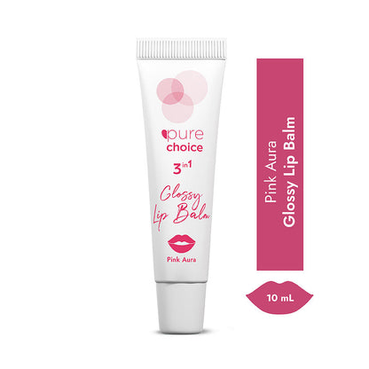 Pure Choice Pink Aura 3in1 Glossy Lip Balm for Radiant Shine 10 ml