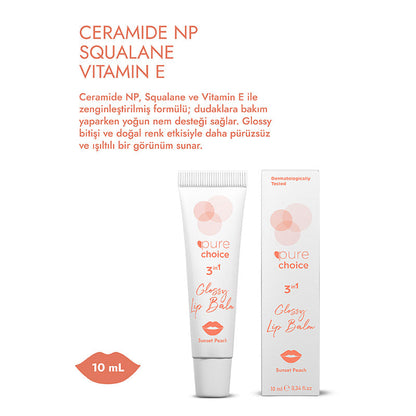 Pure Choice Sunset Peach 3in1 Glossy Lip Balm 10 ml