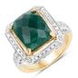 5.18 Carat Dyed Emerald and White Topaz .925 Sterling Silver Ring