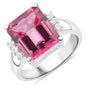 7.39 Carat Genuine Pink Topaz and White Topaz .925 Sterling Silver Ring