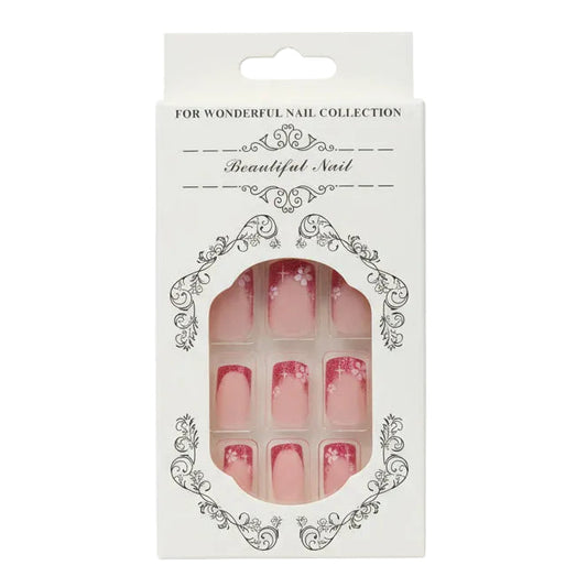 Salon-Style French Tip Press-On Nails - Square 011