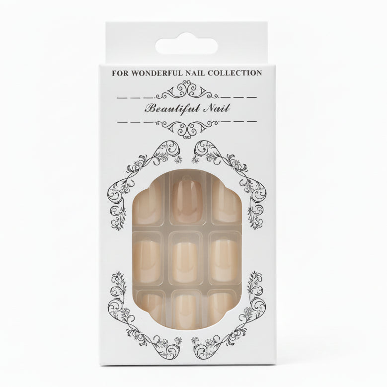 Salon-Style French Tip Press-On Nails - Square 015