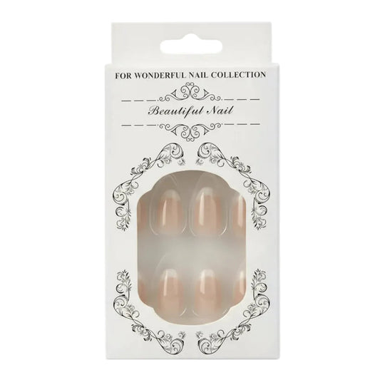 Salon-Style French Tip Press-On Nails - Oval 05