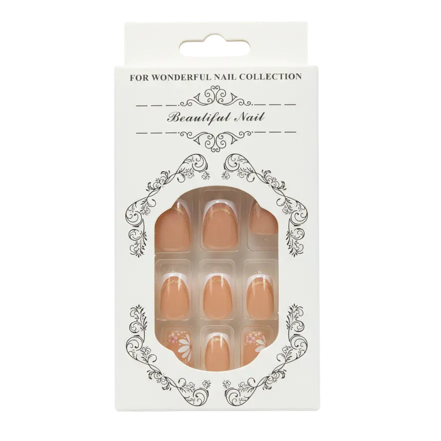 Salon-Style French Tip Press-On Nails - Square 01
