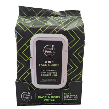 Petal Fresh - 2-IN-1 Face & Body Wipes - Cooling Mint