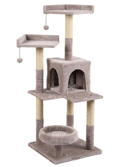 Tommy Multi-Level Luxury Beige Cat Tree with Scratching Post 121cm
